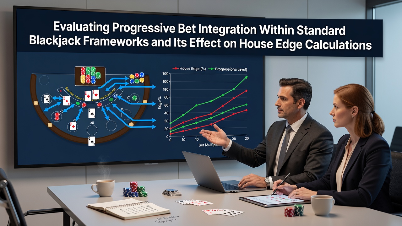 Blackjack table layout showing progressive bet options alongside standard wagering areas
