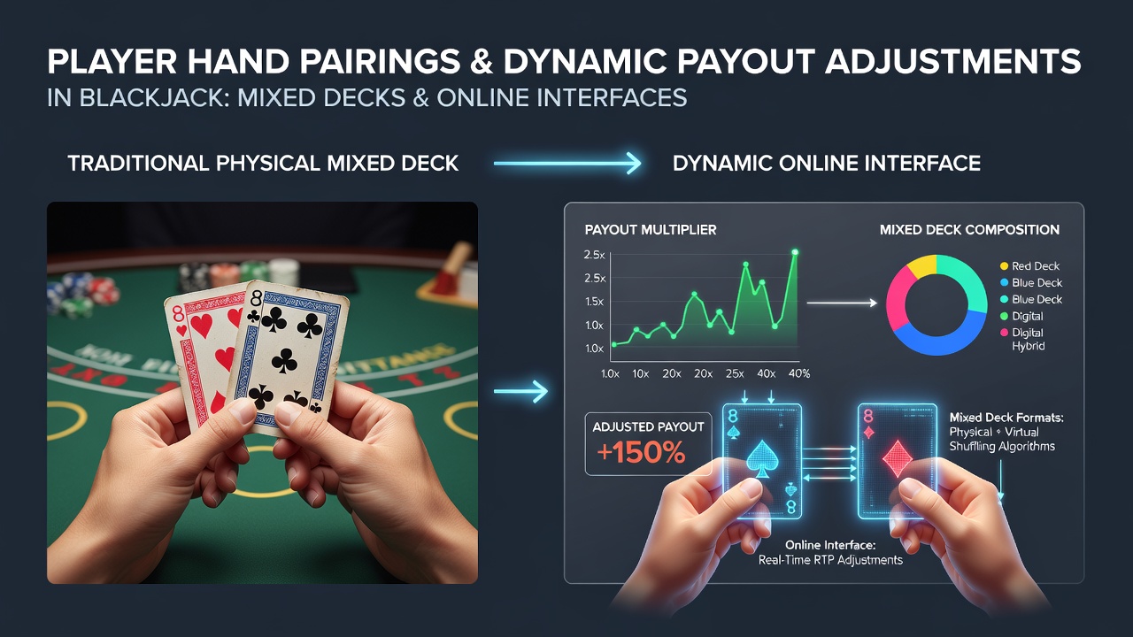 Illustration of player hand pairings interacting with dynamic payout tables in mixed-deck blackjack
