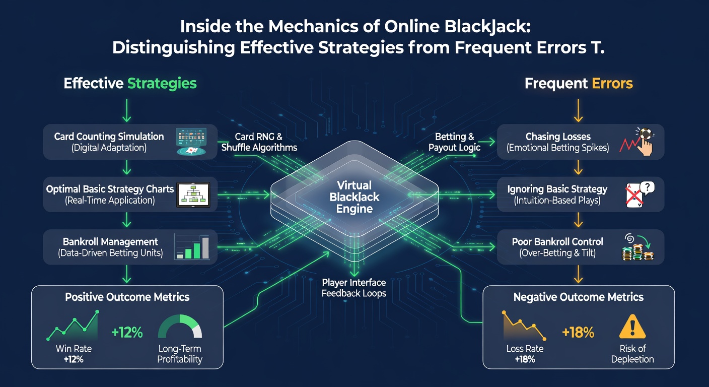 Close-up view of online blackjack gameplay with highlighted strategy decisions and payout indicators