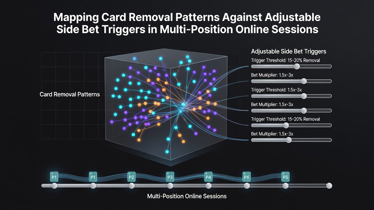 Chart displaying card depletion curves aligned with side bet trigger thresholds in multi-position online sessions