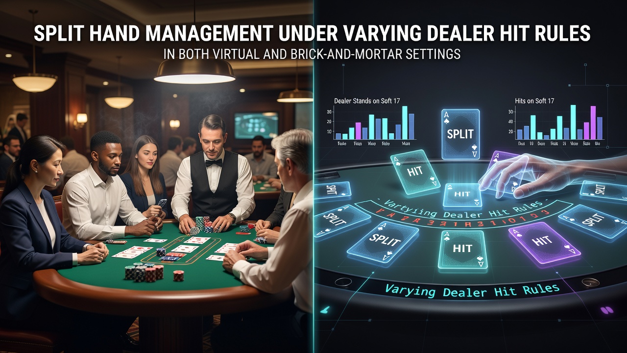 Comparison of split hand outcomes on digital interface versus traditional felt table with physical cards