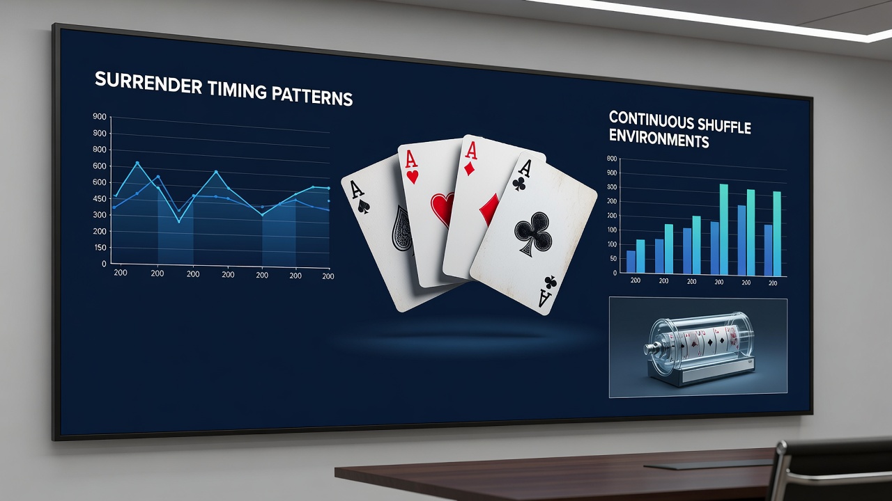 Blackjack table setup showing continuous shuffle machine and dealer ace upcard scenario