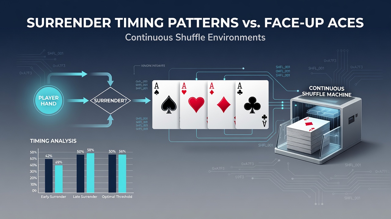 Close-up view of blackjack hand with 16 against dealer ace in continuous shuffle machine game