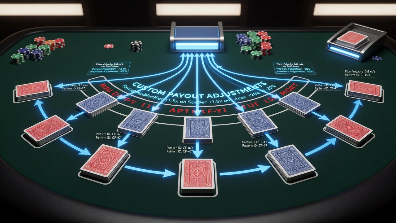 Chart illustrating dealer hit rule effects on card sequences in multi-hand blackjack